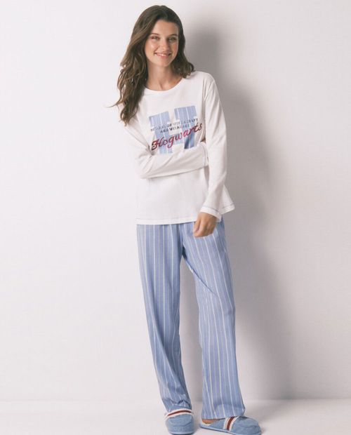 Pijama con pantalón Women Secret estampada de Hogwarts para mujer