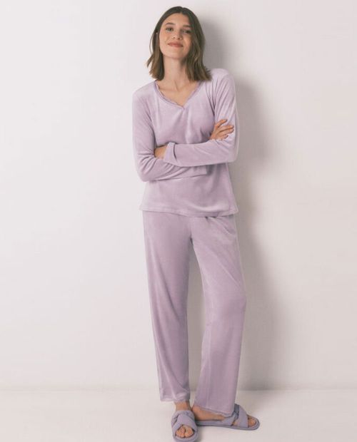 Pijama con pantalón Women Secret morada para mujer