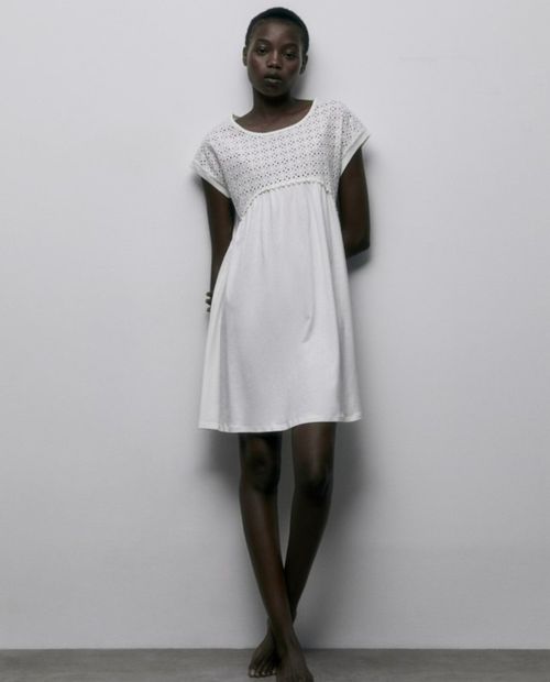 Camisón Sfera blanco manga corta para mujer