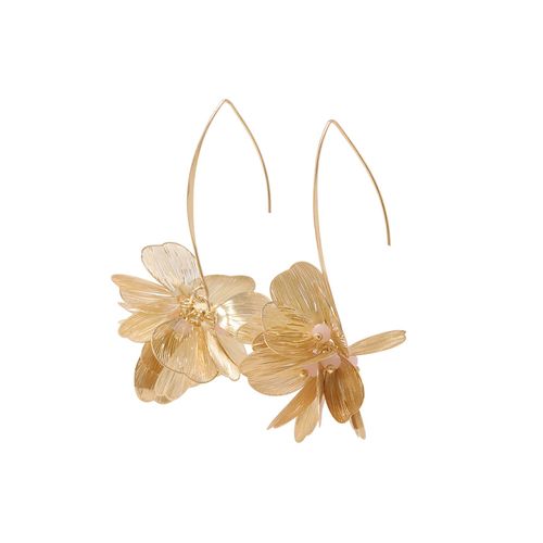 Aretes de flor color dorado para mujer