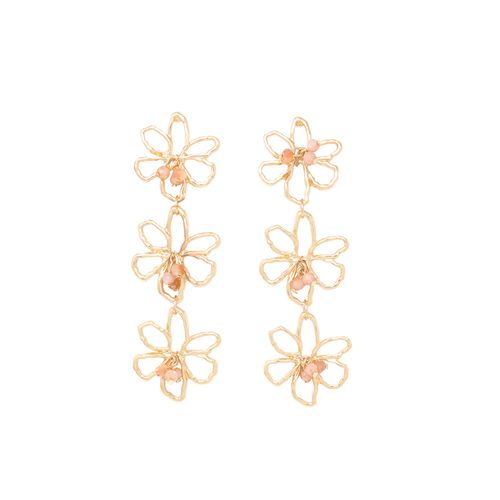 Aretes largos de flor para mujer