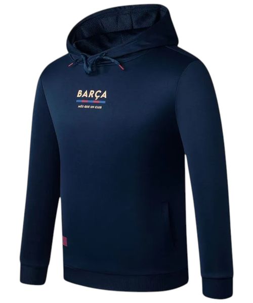 Suéter hoodie deportivo FC Barcelona navy estampada para hombre