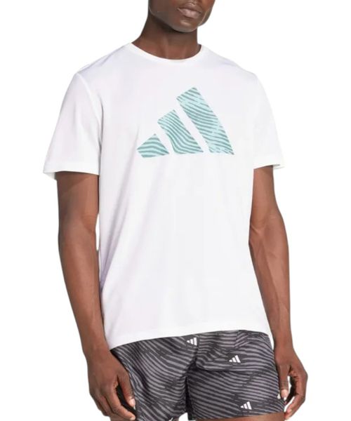 Camiseta deportiva Adidas running blanca estampada para hombre