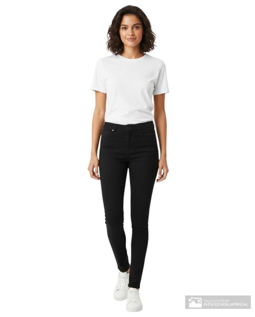 Jeans Orange skinny negro de cintura alta para mujer