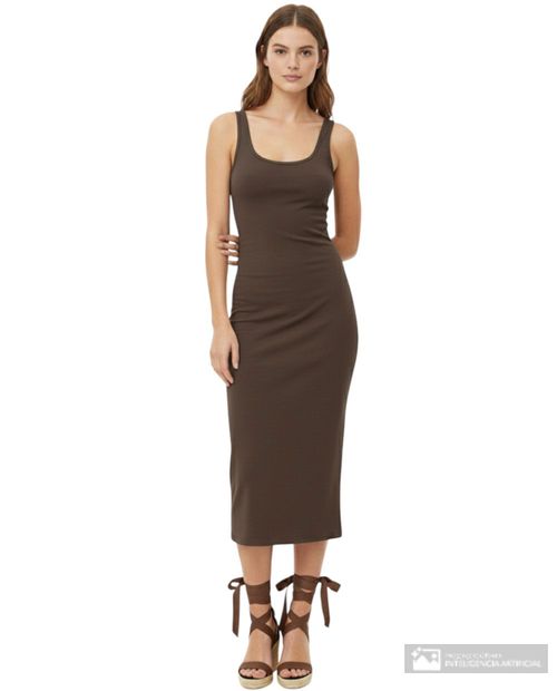 Vestido Orange midi café sin mangas para mujer