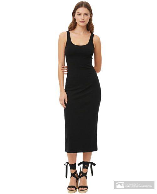 Vestido Orange midi negro sin mangas para mujer