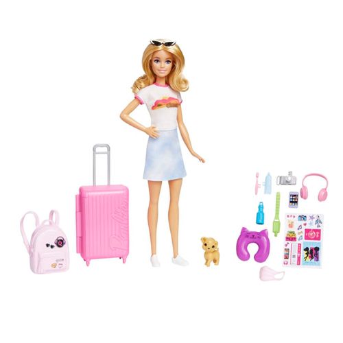 Barbie muñeca viajera con accesorios