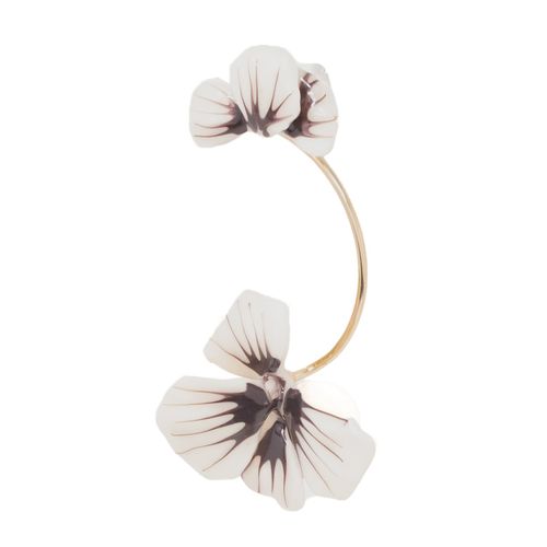 Pendiente ear cuff Sfera dorado con flores esmaltadas