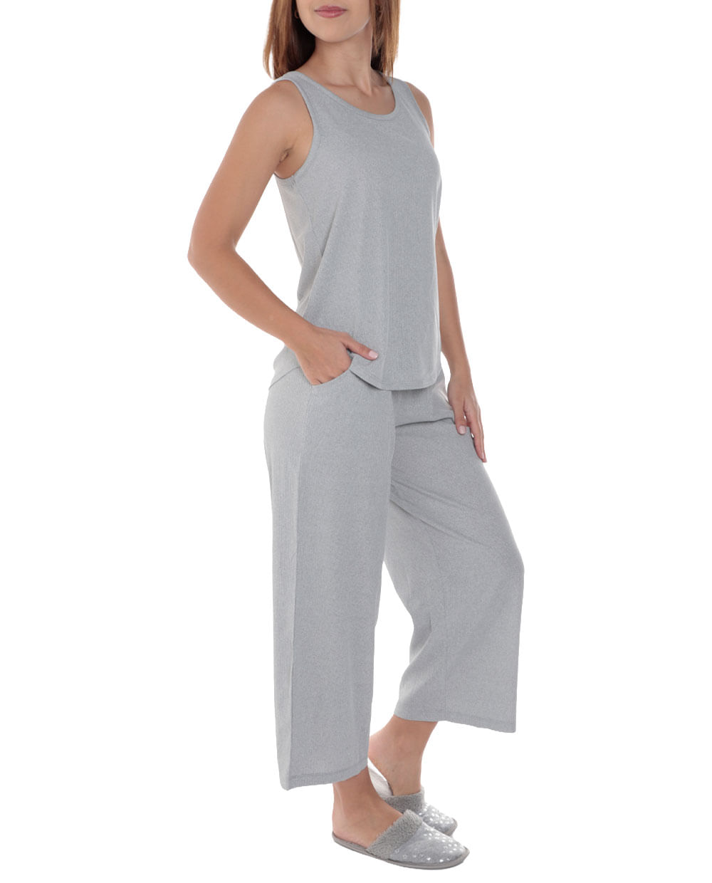 Pijama con pantalón Rene Rofe gris para mujer - Siman Costa Rica