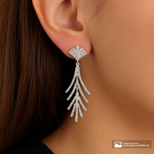 Aretes con zirconias color plateado para mujer