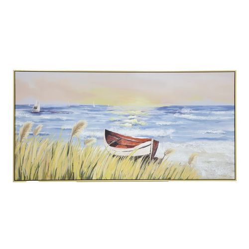 Cuadro decorativo costero con marco de madera 60x120 cm