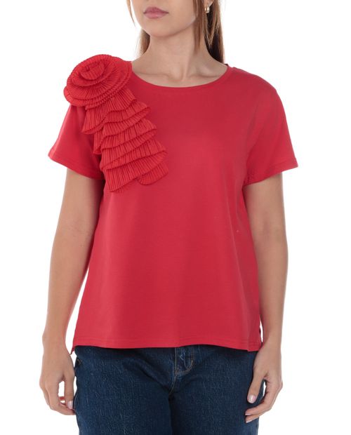 Camiseta Sabrina roja manga corta para mujer