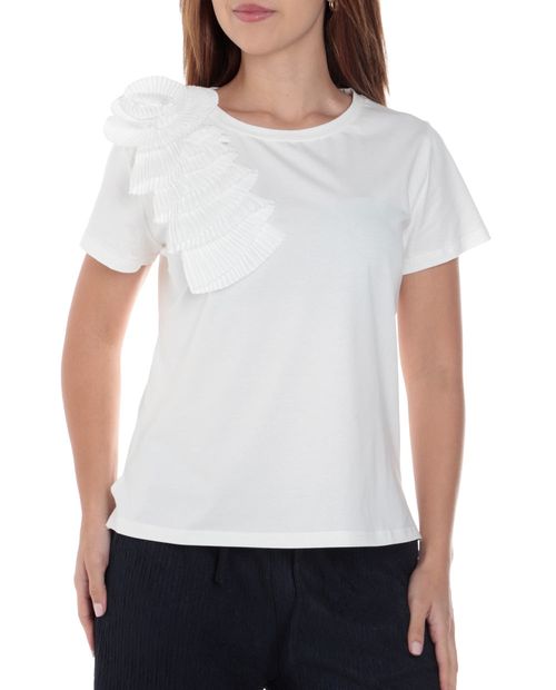 Camiseta Sabrina blanca manga corta para mujer