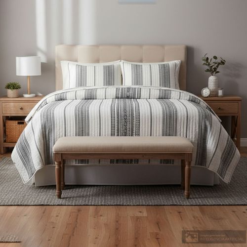 Cubrecama BR home de poliéster estampado líneas