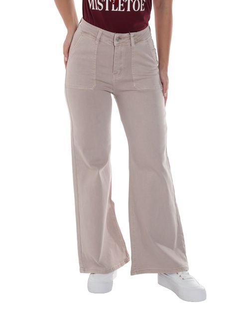 Jeans Orange wide leg beige de cintura alta para mujer