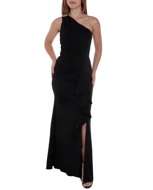Vestido Marina maxi negro de una manga para mujer