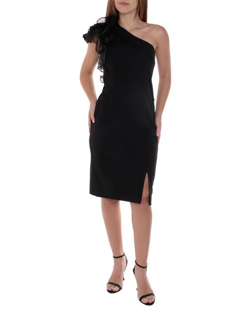 Vestido Marina formal negro de una manga para mujer