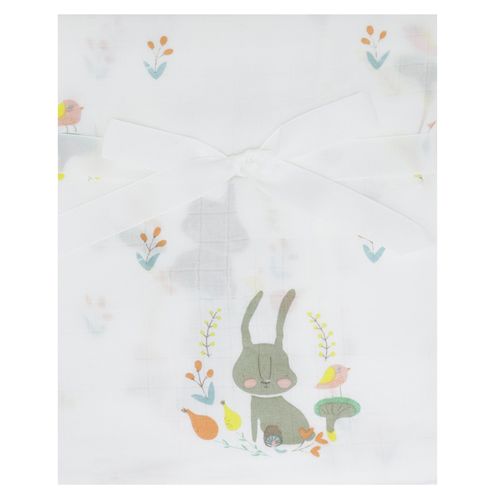 Frazada muselina multicolor con estampado de conejito para bebé