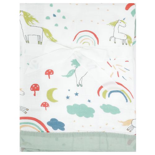 Frazada muselina multicolor con estampado de arcoiris para bebé