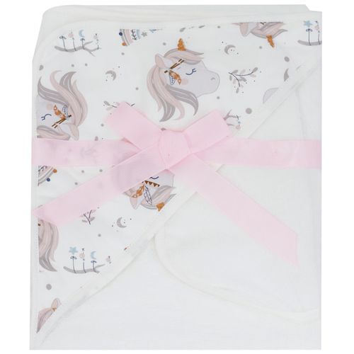 Toalla con capucha multicolor con estampado de unicornio para bebé