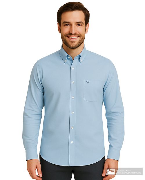 Camisa casual Oscar de la Renta tailored fit celeste sólida para hombre