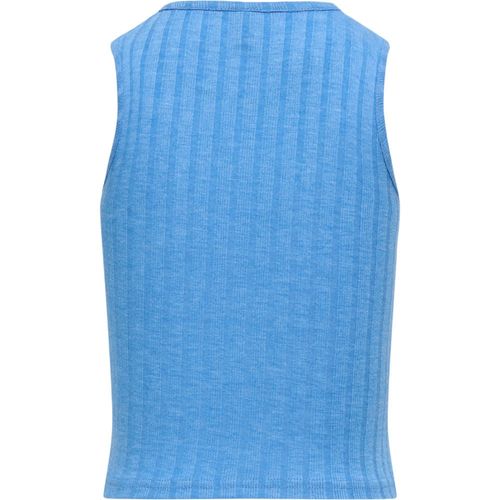 Blusa azul acanalada para niña