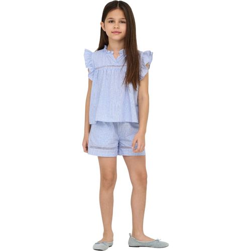 Blusa celeste rayada para niña