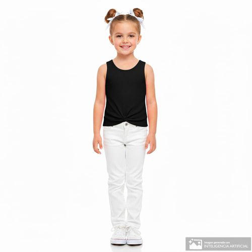 Blusa negra acanalada para niña