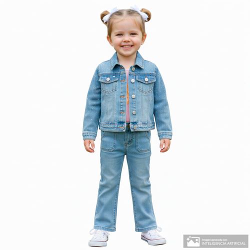 Chaqueta azul denim con brillos para niña