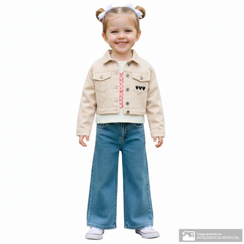 Chaqueta beige denim para niña