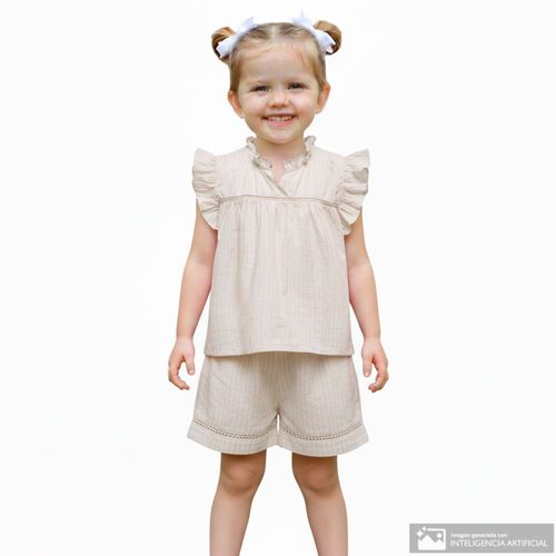 Short bermuda beige rayado para niña