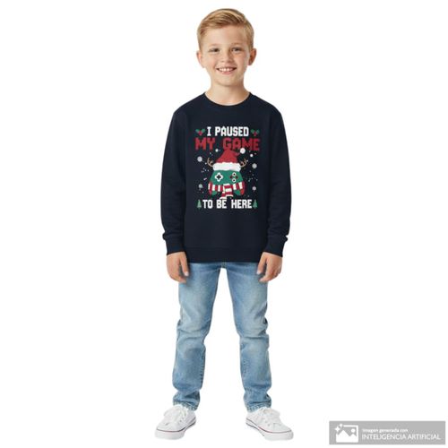 Suéter pull over azul estampado navideño para niño