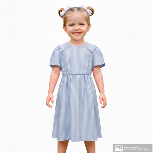 Vestido celeste rayado para niña