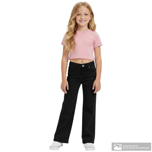 Jeans straight negro denim para niña