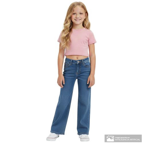 Jeans straight azul denim para niña