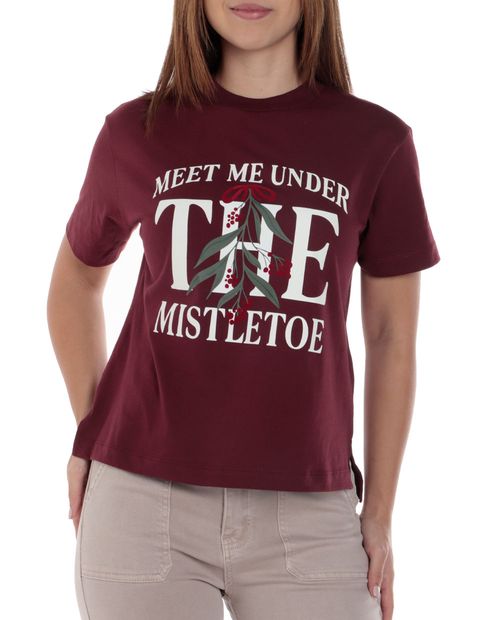 Camiseta navideña Orange estampada manga corta para mujer