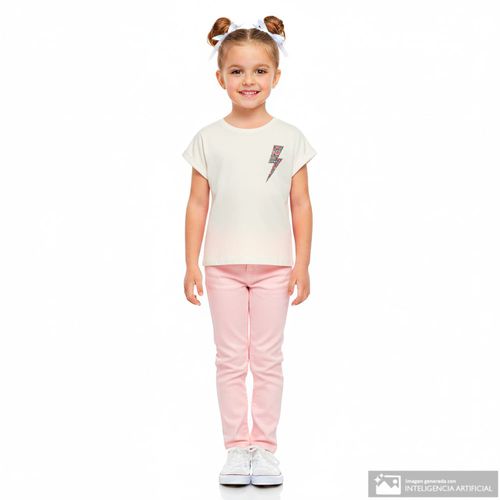 Camiseta blanca con estampado Rock para niña