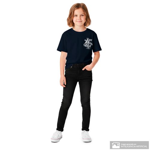 Camiseta azul con estampado you go girl para niña