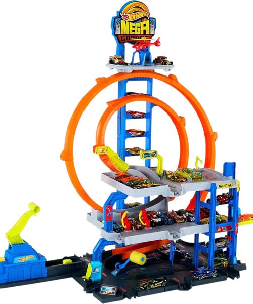 Hot Wheels Mega garage con elevador y helicóptero