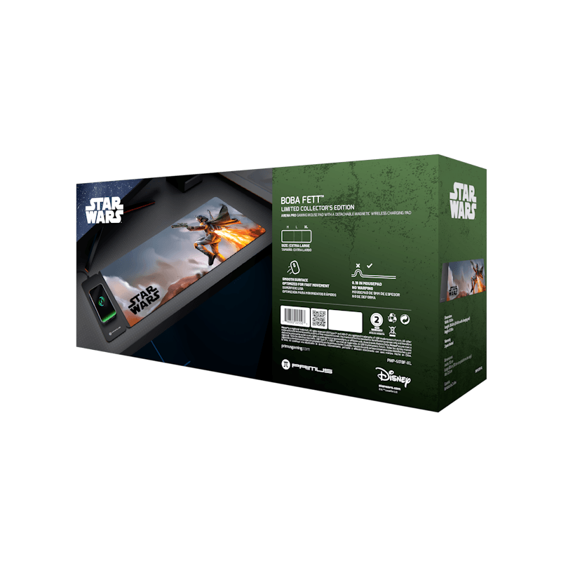 Mousepad gaming Primus Arena Pro XL con base de carga inalámbrica Boba Fett Star Wars-1761061054082