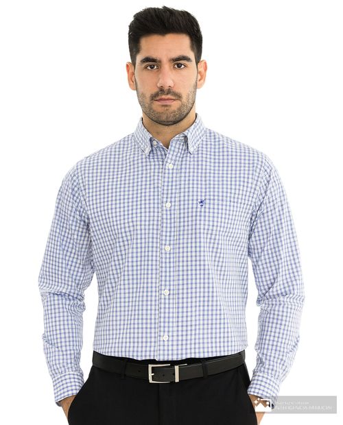 Camisa casual Izod celeste cuadriculada para hombre