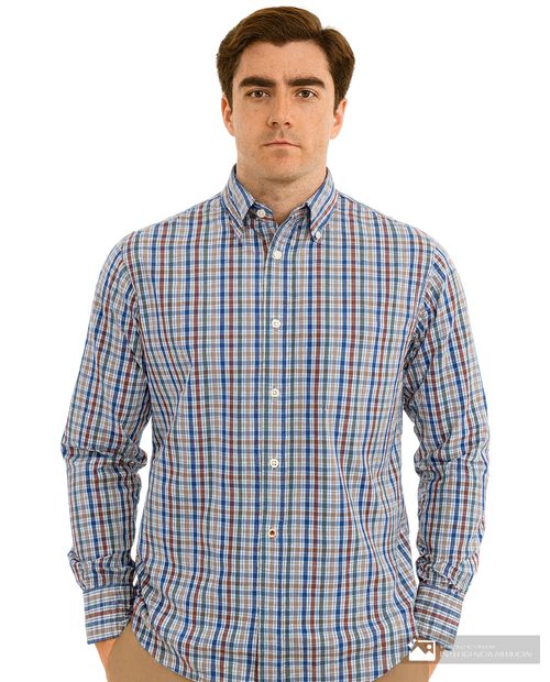 Camisa casual Izod multicolor cuadriculada para hombre