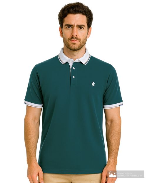 Camisa polo Izod verde sólida para hombre