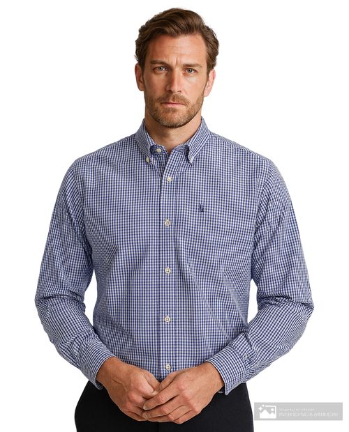 Camisa casual Izod azul navy cuadriculada para hombre