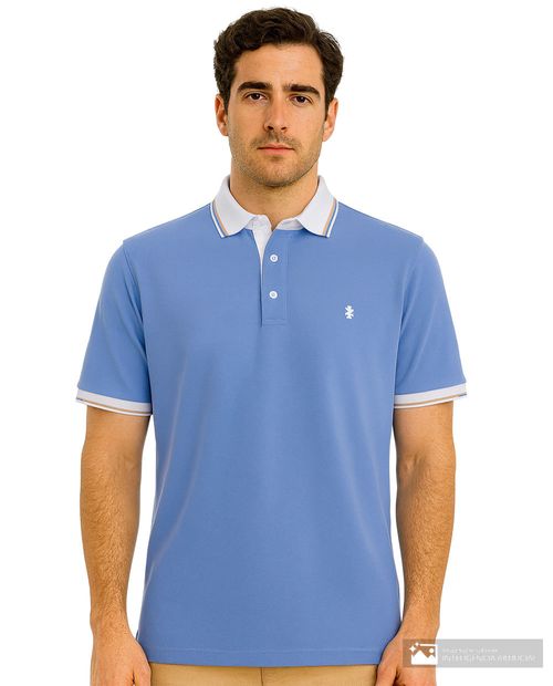 Camisa polo Izod celeste sólida para hombre