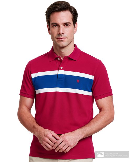 Camisa polo Izod roja rayada para hombre