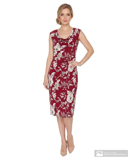 Vestido Connected Apparel formal estampado sin mangas para mujer