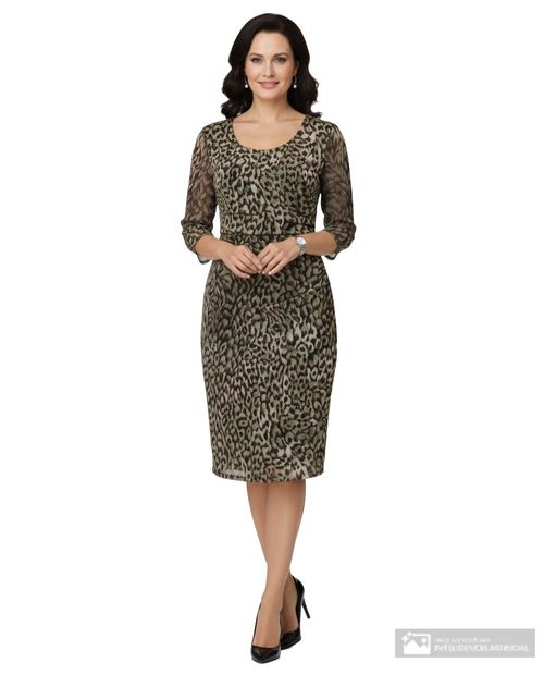 Vestido Connected Apparel formal estampado manga 3/4 para mujer