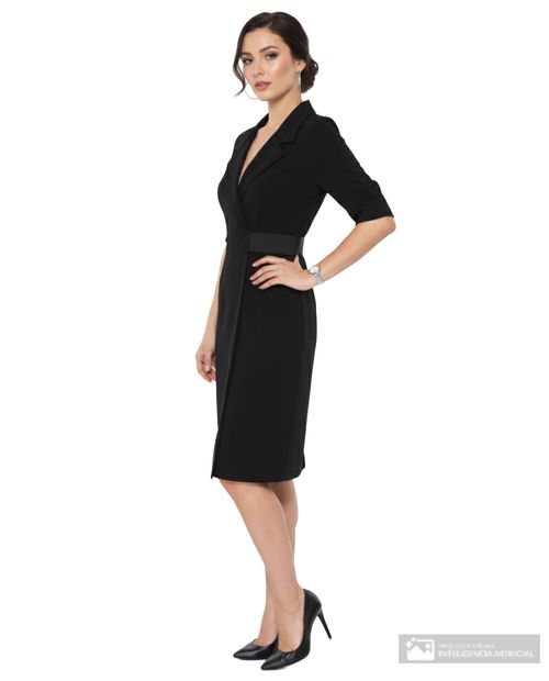 Vestido Connected Apparel formal negro manga 3/4 para mujer