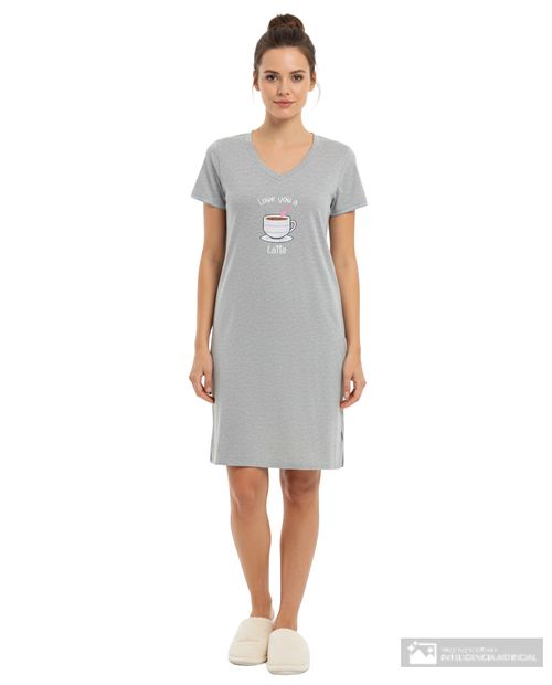 Camisón Rene Rofe gris manga corta para mujer